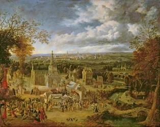 Ein Fest und eine Stadtansicht